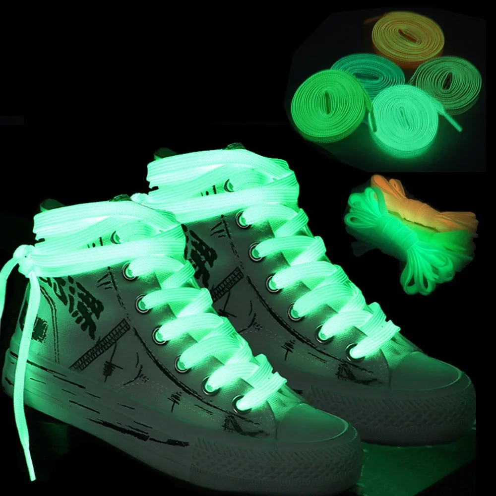 1 Pair Luminous Glow in the Dark Shoelaces for Kids or Adults Walking at Night or Early Morning or at Camp for Safety and for Fun