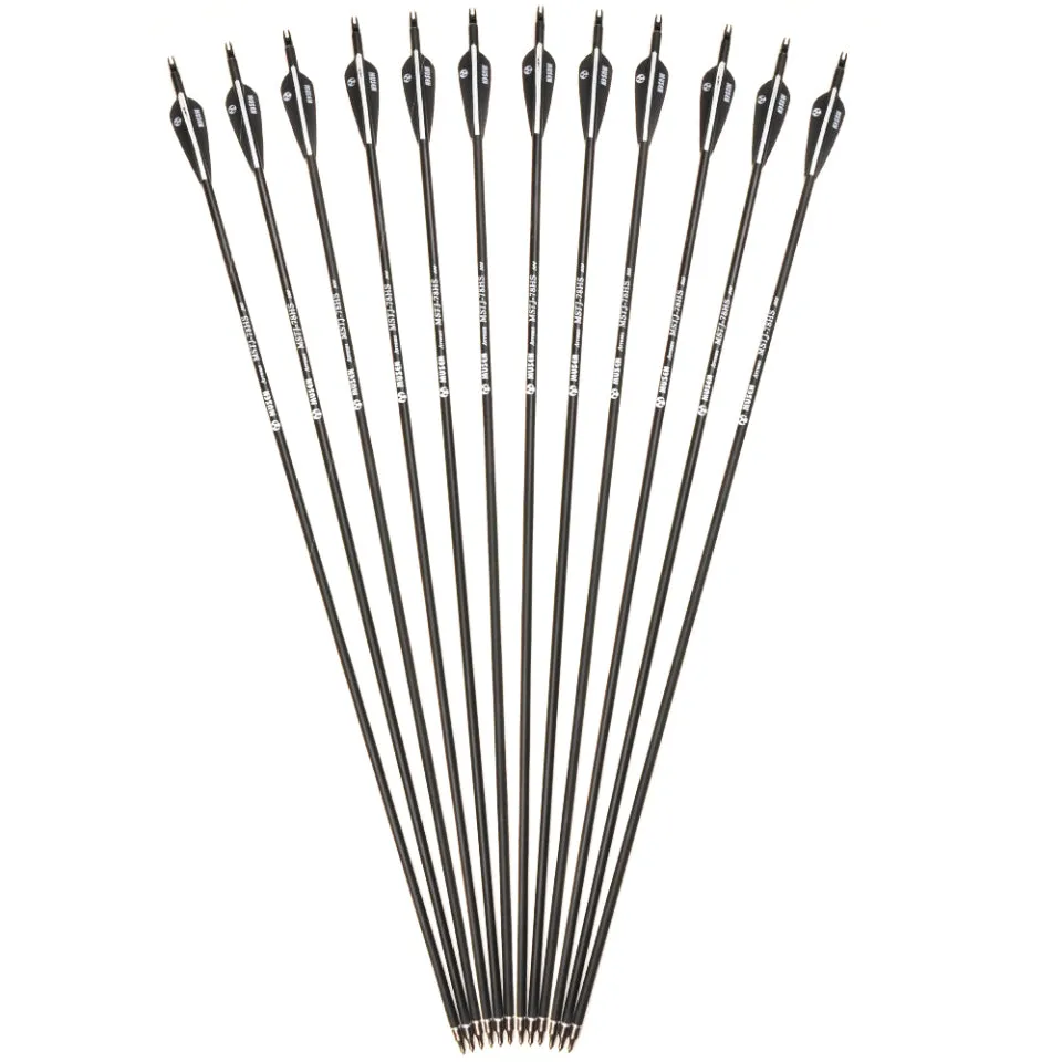 6/12/24pcs/lot 28/30 inches Spine 500 Carbon Arrow with Black and White Color for Recurve/Compound Bows Archery Hunting K