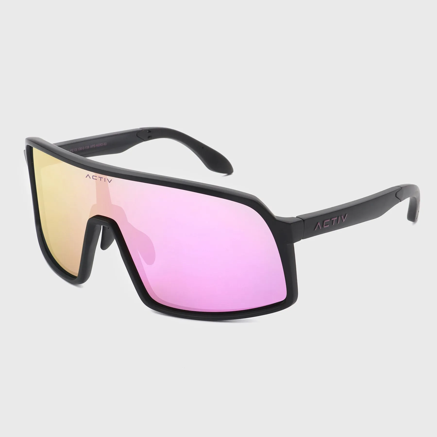 ACTIV - AERO - Matte Black with Pink Mirror Lens