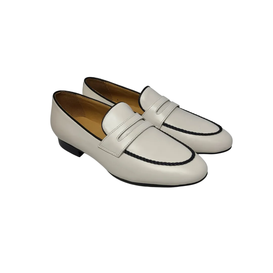 AicBerlucci Loraine Ladies Off White Leather Loafer Shoes