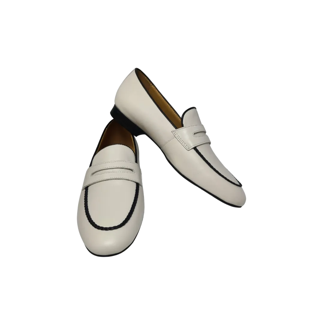 AicBerlucci Loraine Ladies Off White Leather Loafer Shoes