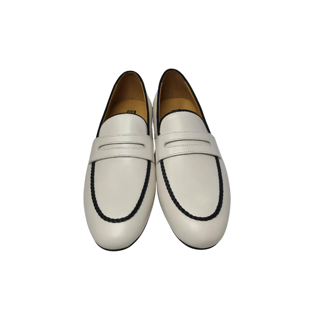 AicBerlucci Loraine Ladies Off White Leather Loafer Shoes