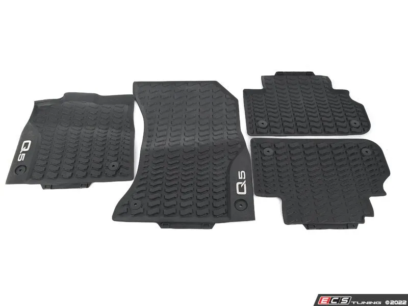 All-Weather Rubber Floor Mat Set - Black with 'Q5' Logo