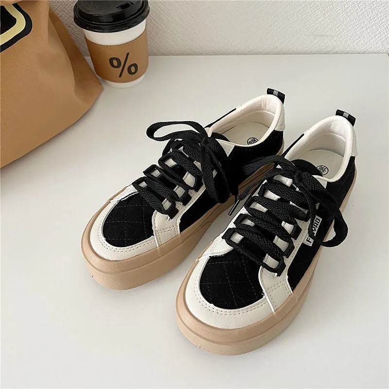 Amozae-Graduation Gift Big Sale  Korean Platform 2024 Women's Sneakers Spring New White Casual Canvas Flat Shoes Vulcanize Running Tennis Basket Lolita