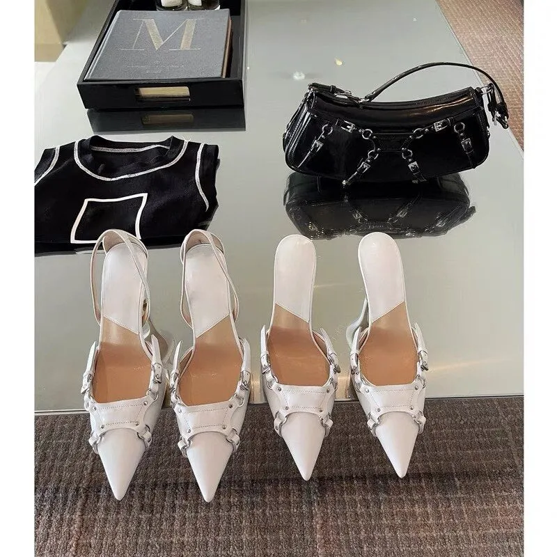 Amozae  Heeled Sandals Shallow Mouth Comfort Shoes for Women Large Size Black Lace Up Girls 2024 Clear Pointed Stiletto High