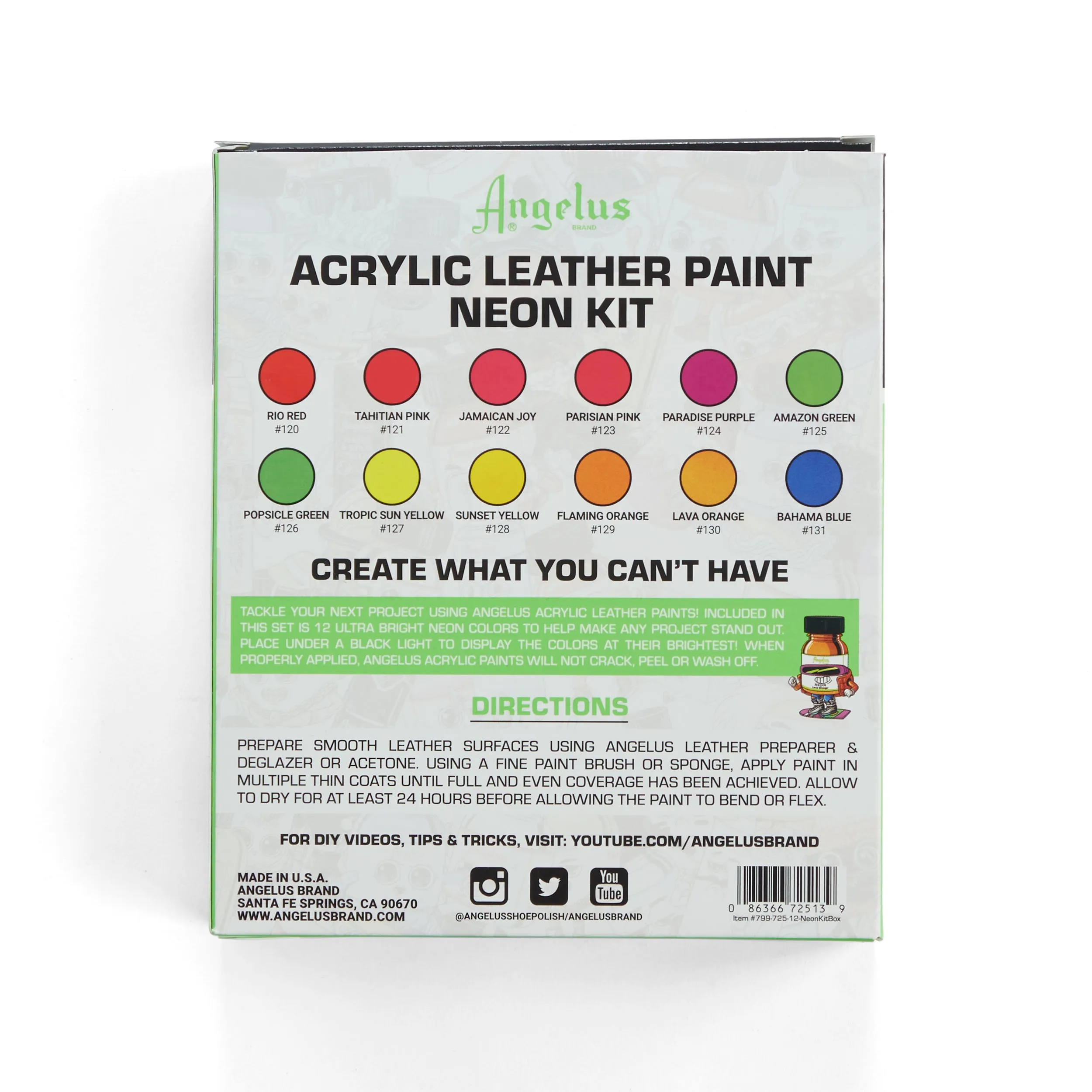 Angelus Neon Leather Paint Set