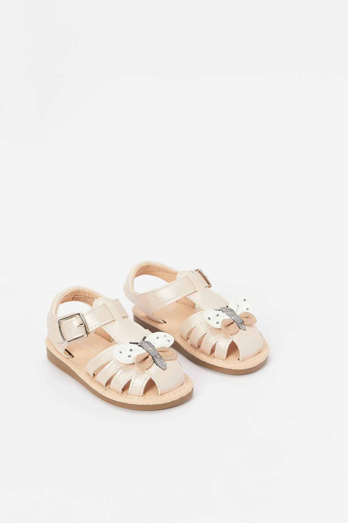 Baby Girls Beige Butterfly Trim Sandal