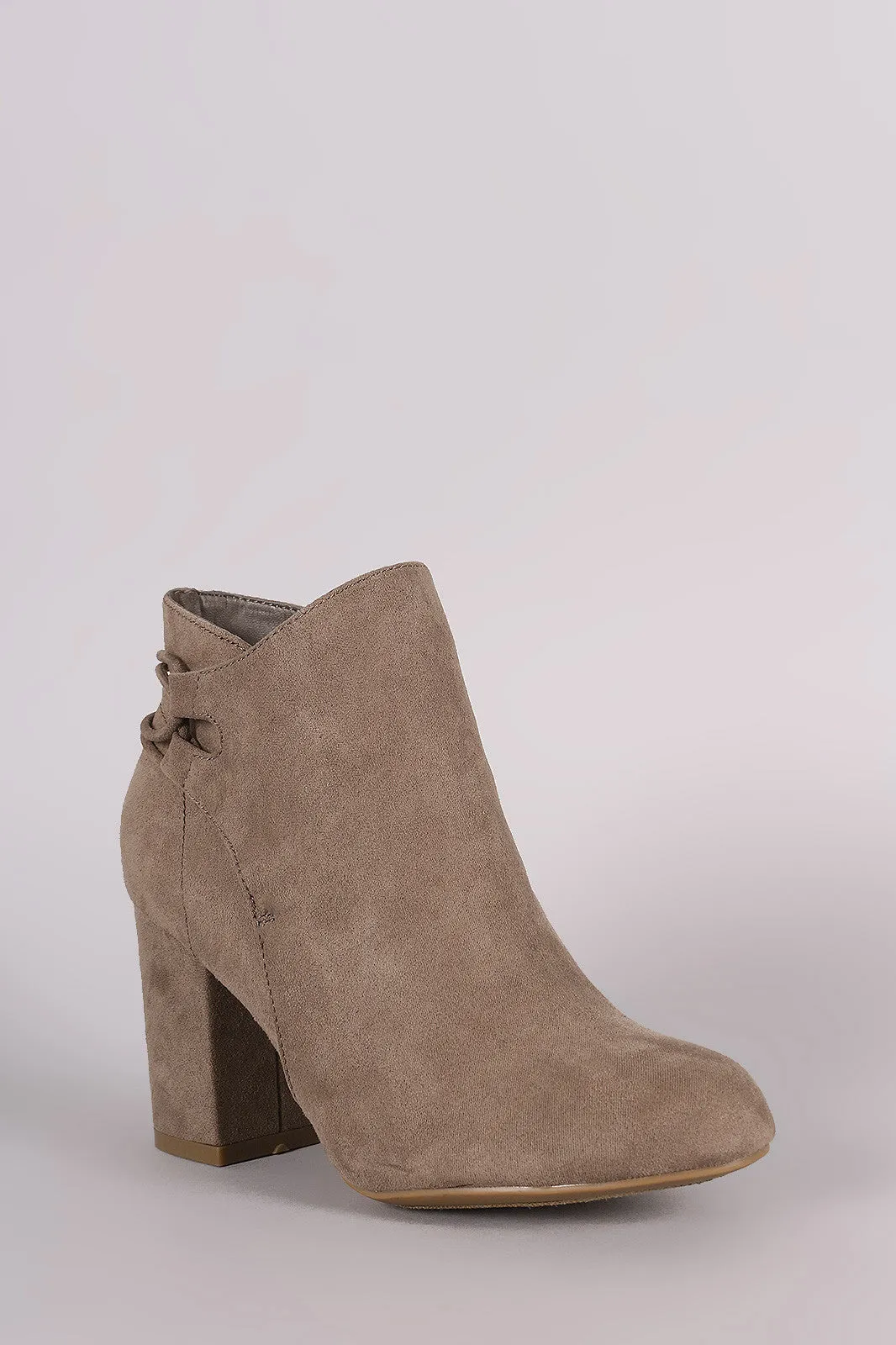 Bamboo Suede Back-Corset Chunky Heel Booties