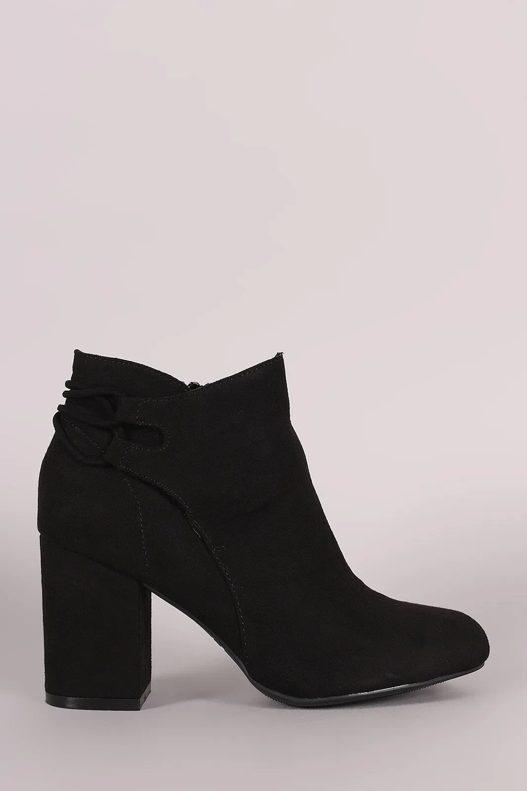 Bamboo Suede Back-Corset Chunky Heel Booties