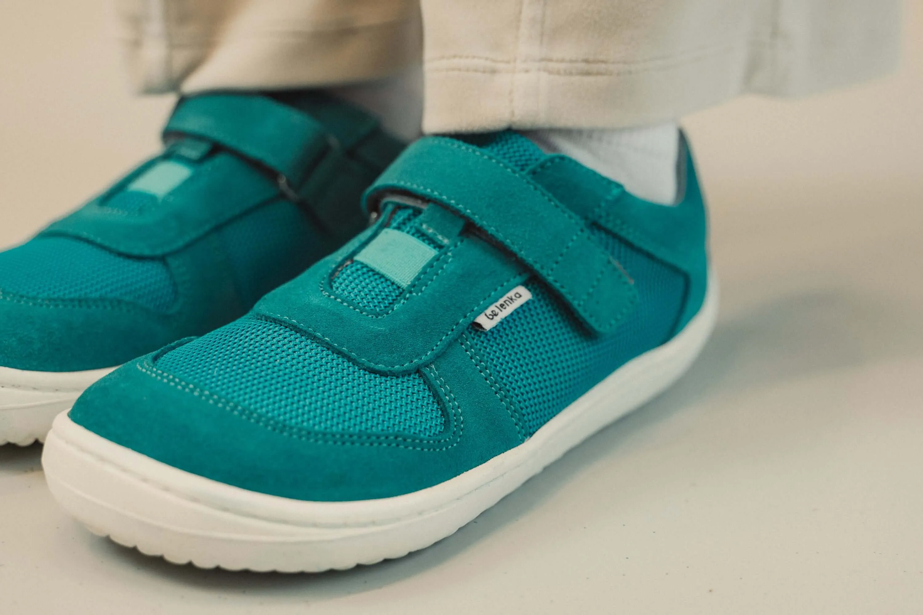 Be Lenka Kids barefoot sneakers Joy - Turquoise & White