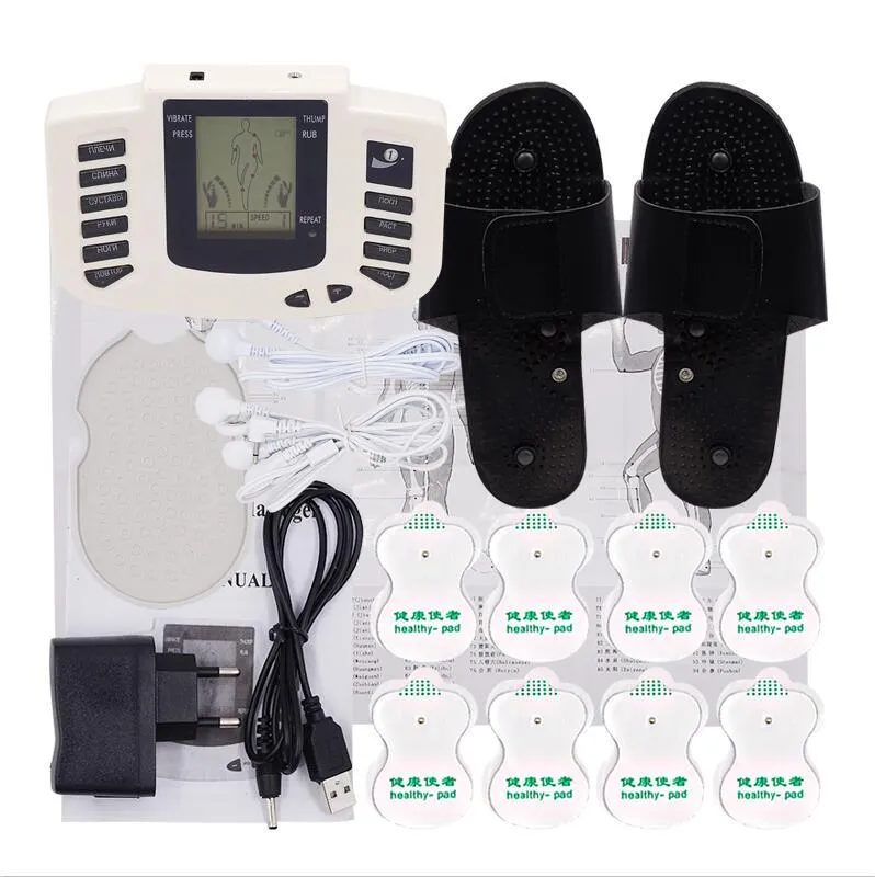 Beurha Electrical Muscle Stimulator Russian Button Therapy Massager Pulse Tens Acupuncture Full Body Massage Relax Care 16 Pads