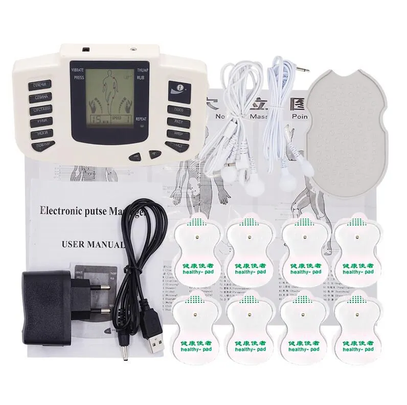 Beurha Electrical Muscle Stimulator Russian Button Therapy Massager Pulse Tens Acupuncture Full Body Massage Relax Care 16 Pads