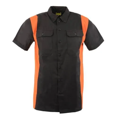 Biker Clothing Co. MDM11675.94 Men's Black and Orange Button Up