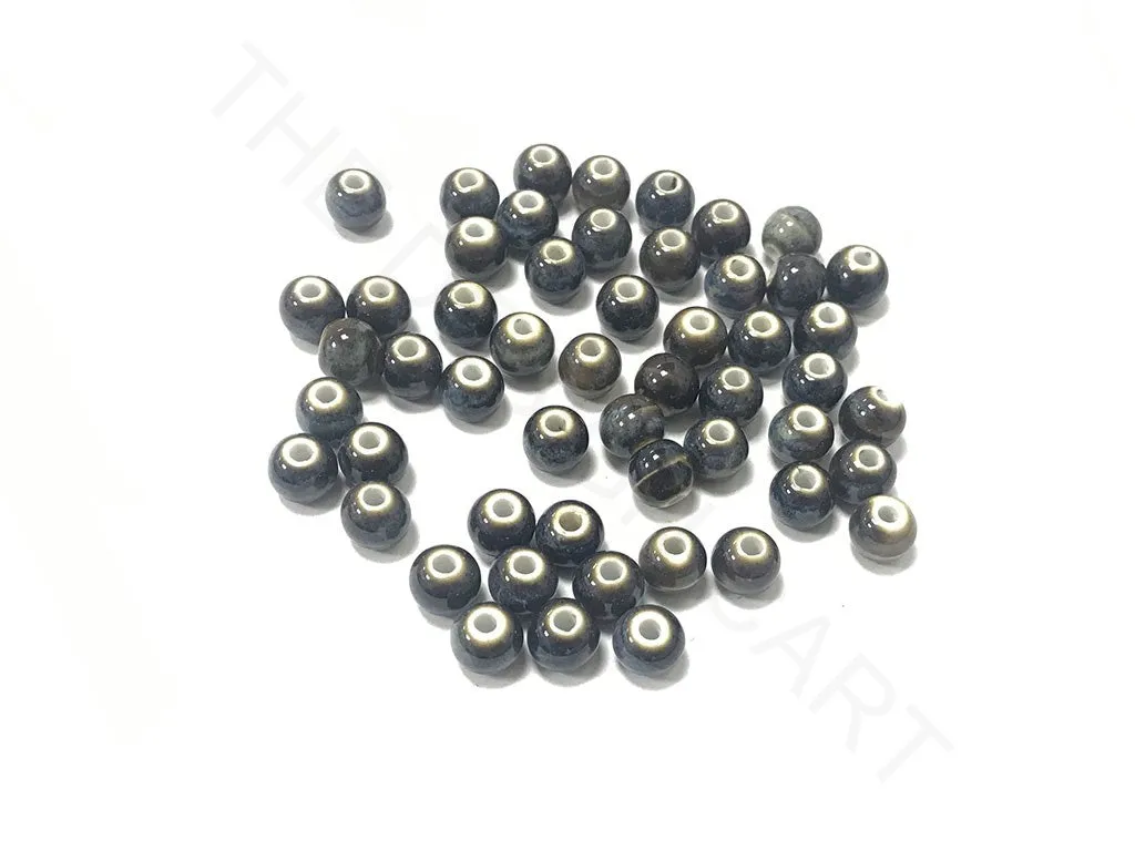 Black Circular 2 Ceramic Beads