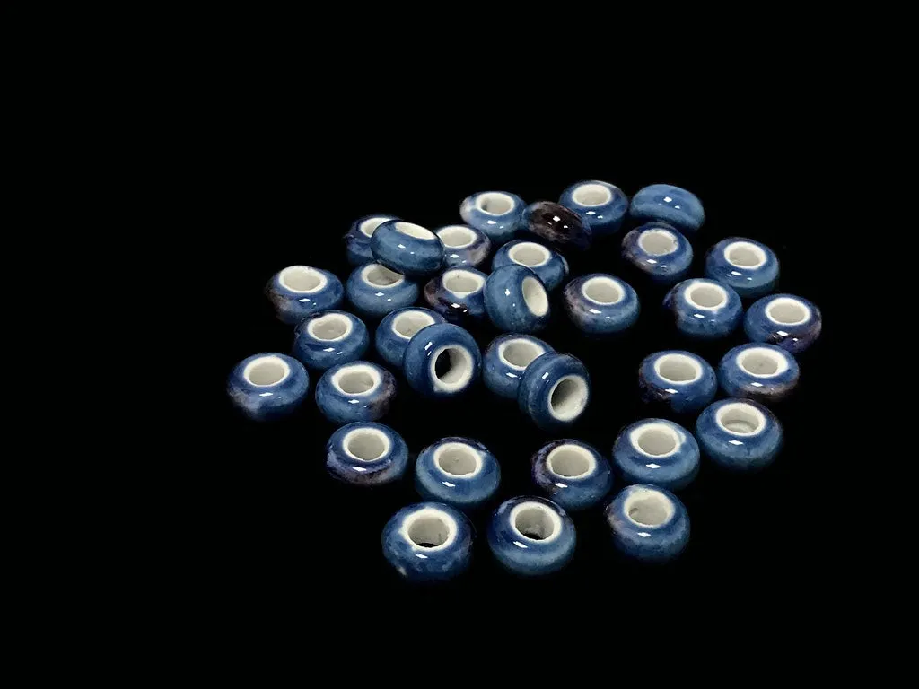 Blue Disc Circular Ceramic Beads