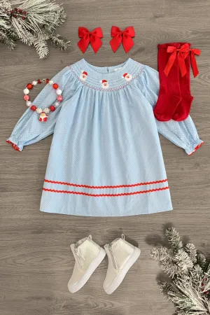 Blue Polka Dot Santa Dress