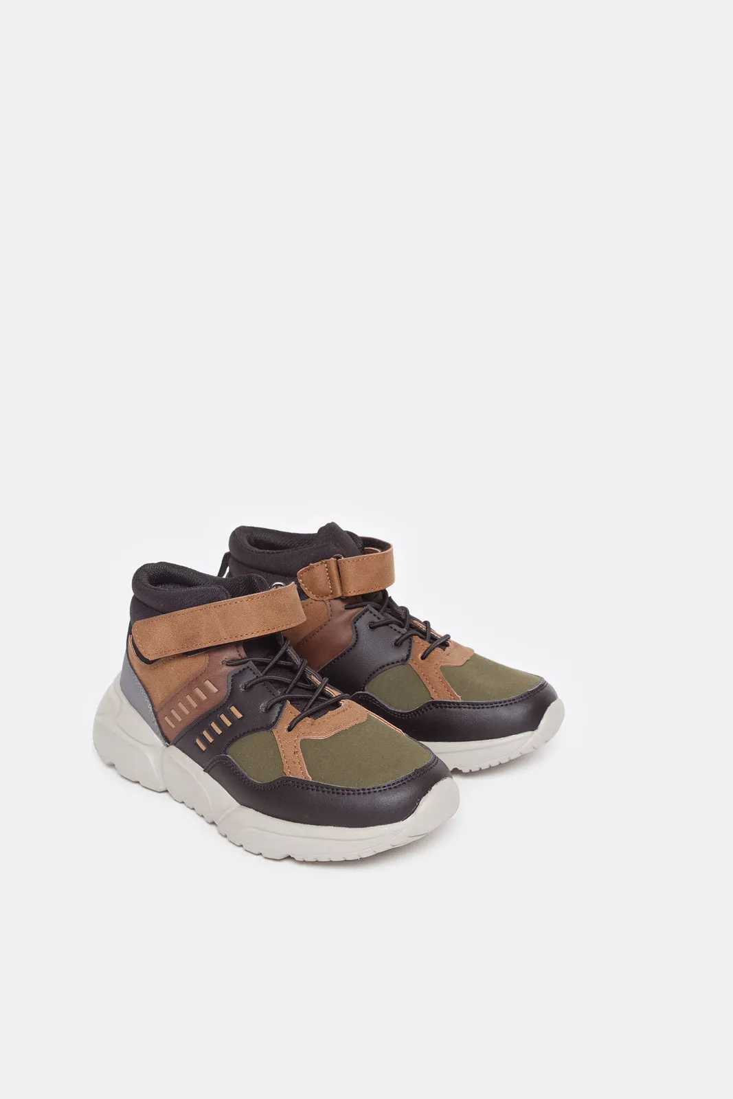 Boys Brown High Top Sneakers