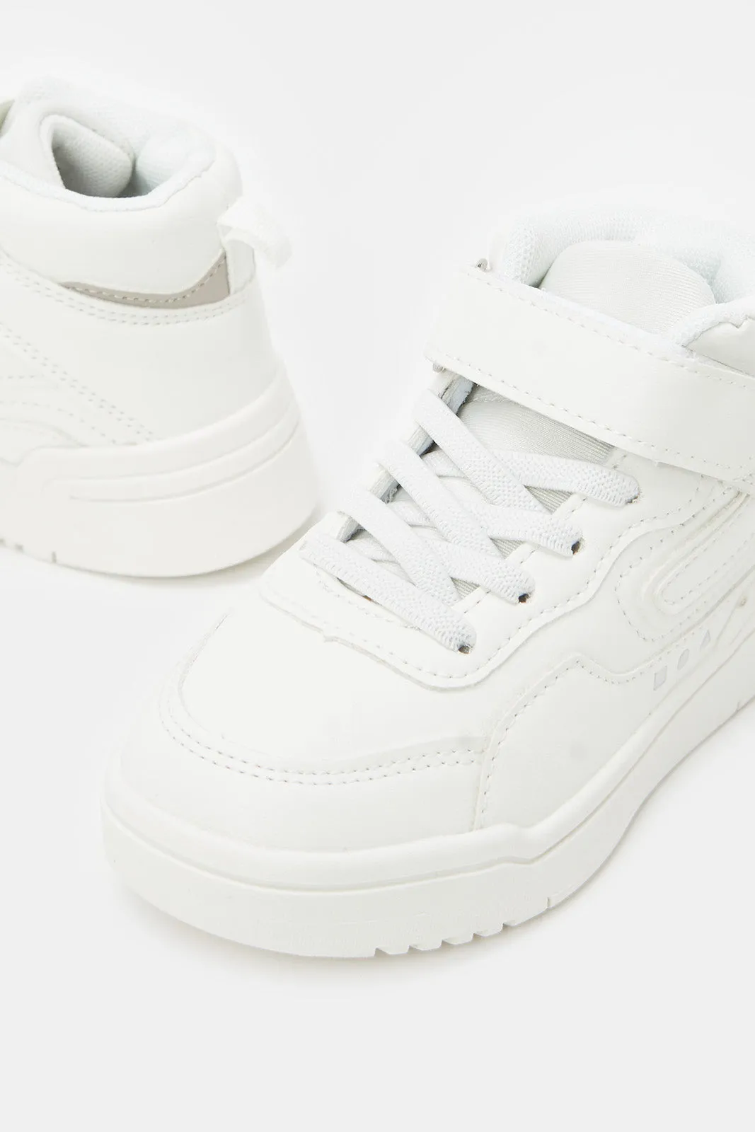 Boys White Color Block High Top Sneakers