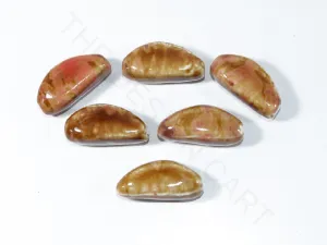 Brown Pink Semi-Spherical Ceramic Beads