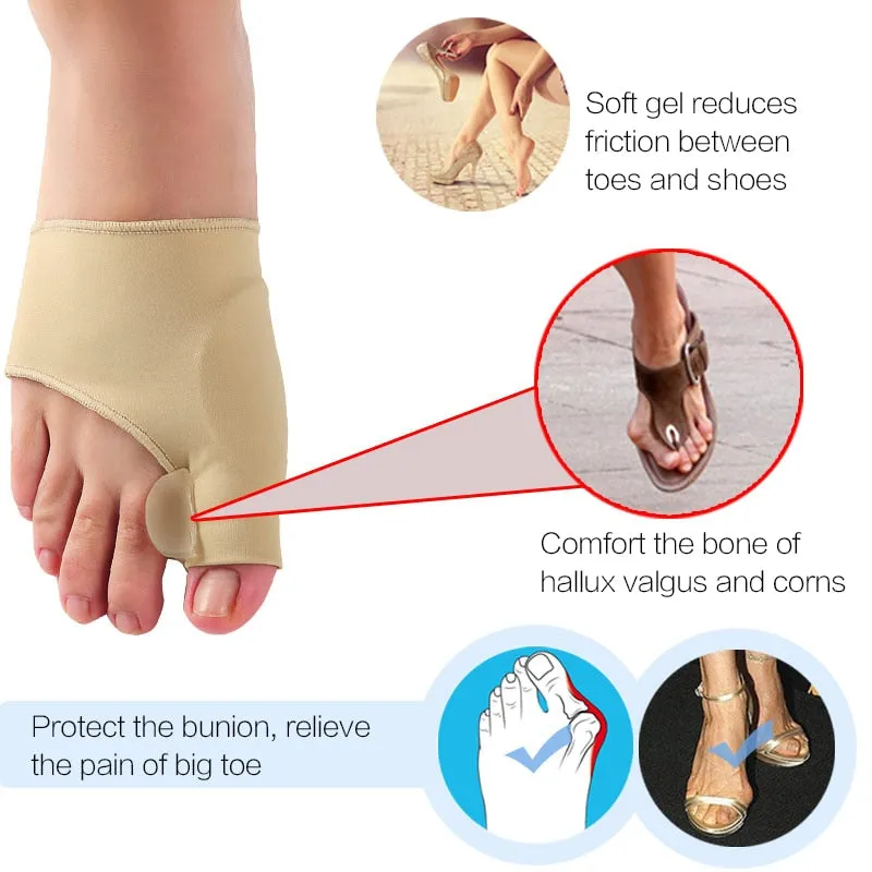 Bunion Sleeve Toe Separator Hallux Valgus Bunion Corrector Orthotics Feet Bone Thumb Adjuster Correction Pedicure Sock Straightener