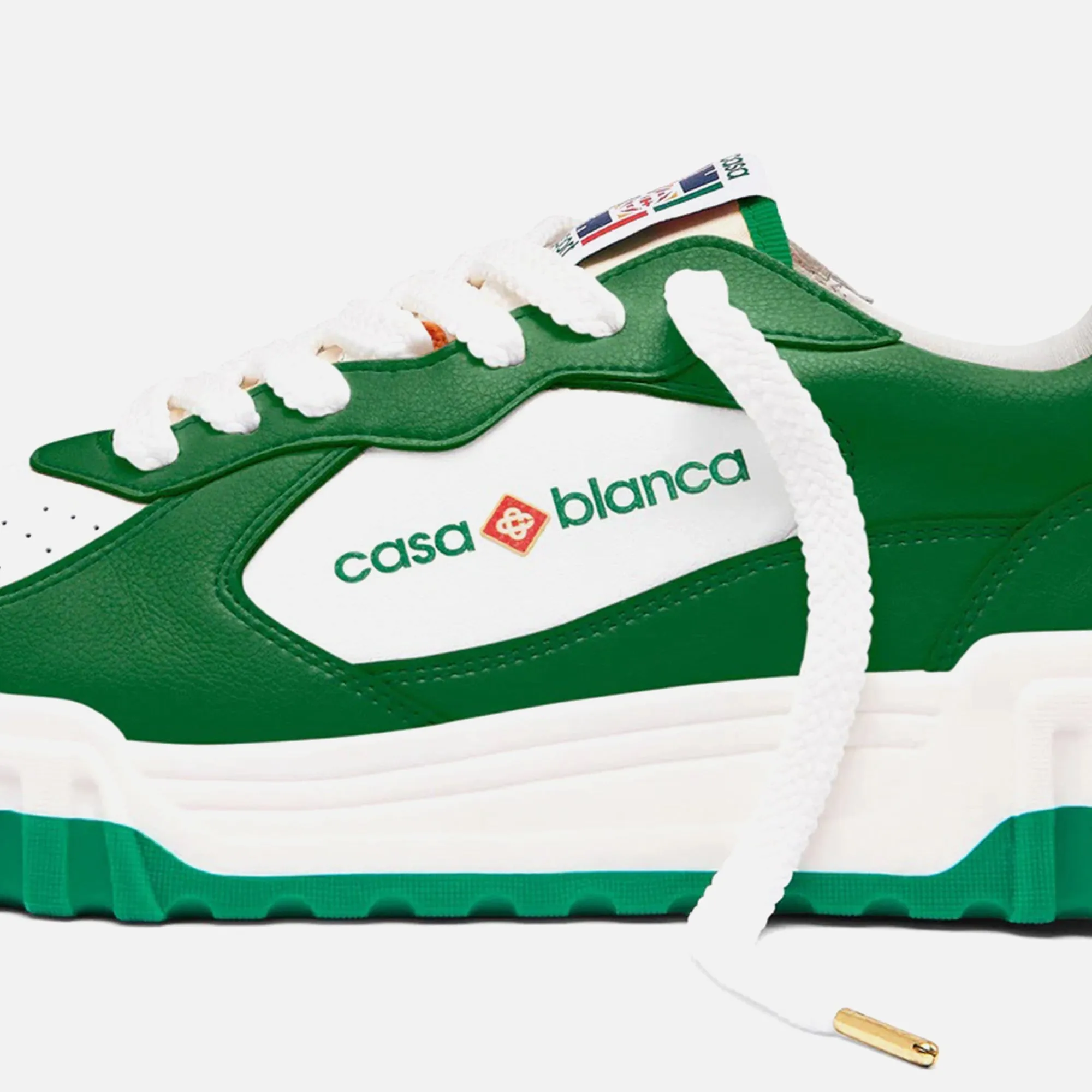 Casablanca Leather Tennis Court Sneaker - Green / White