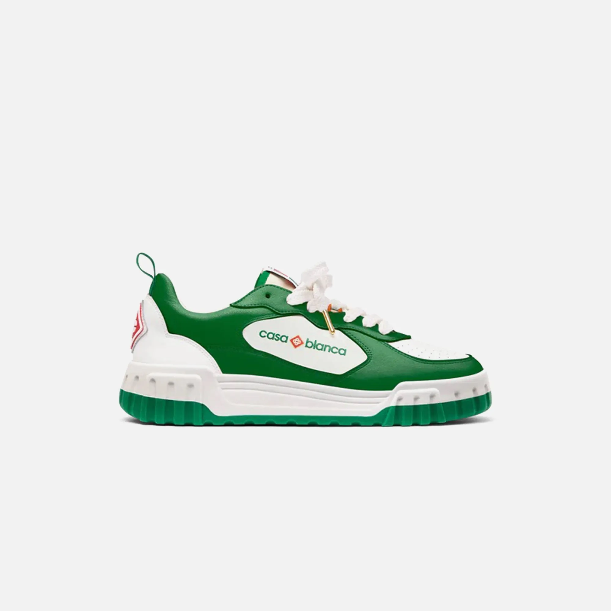 Casablanca Leather Tennis Court Sneaker - Green / White