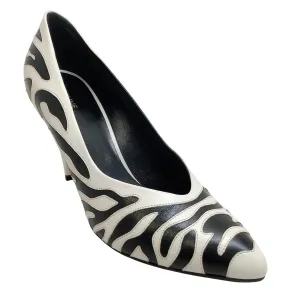 Celine White / Black Zebra Pump 85