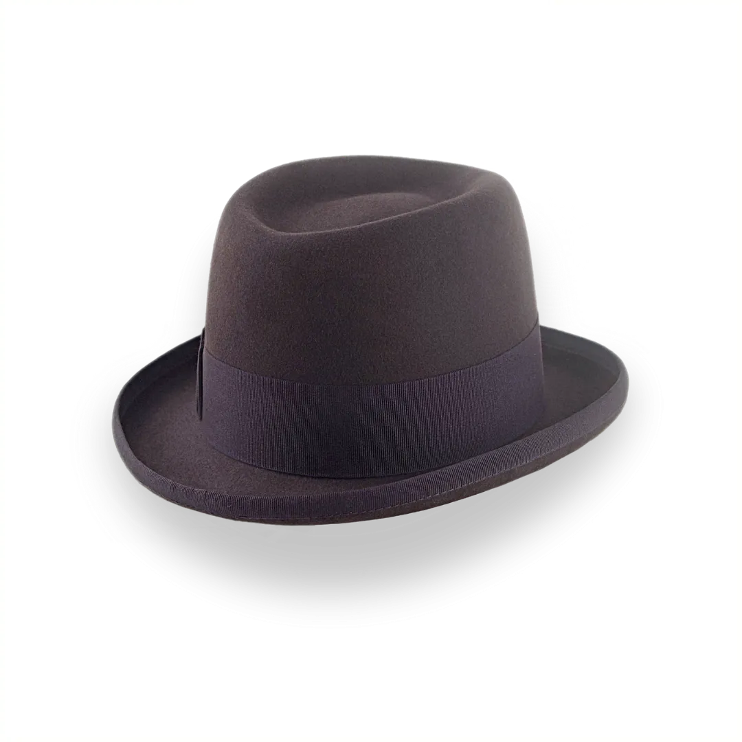 Chocolate Brown Homburg Hat with Teardrop Crown | The Marathon