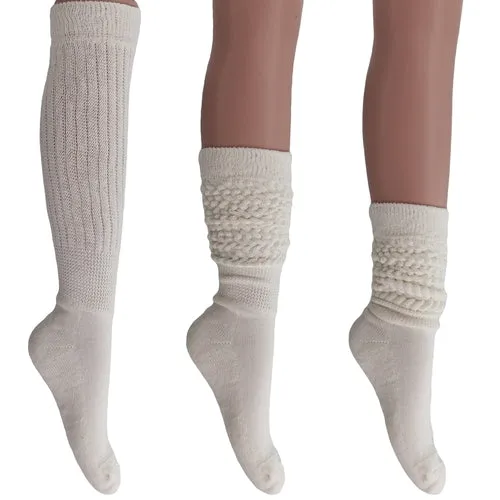 Cotton Women's Extra Long Heavy Slouch Socks, 6 Pairs Shoe Size 5-10