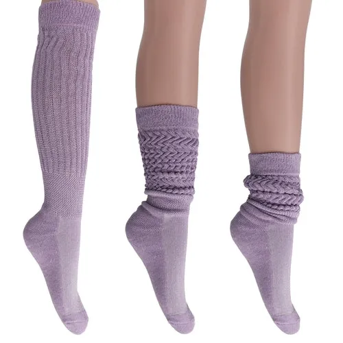 Cotton Women's Extra Long Heavy Slouch Socks, 6 Pairs Shoe Size 5-10