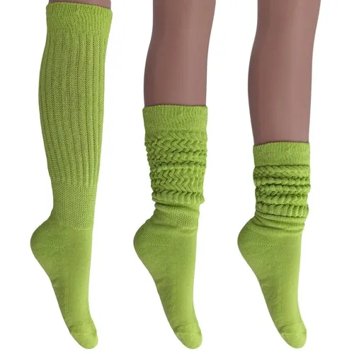 Cotton Women's Extra Long Heavy Slouch Socks, 6 Pairs Shoe Size 5-10