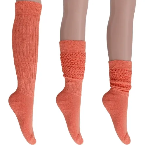 Cotton Women's Extra Long Heavy Slouch Socks, 6 Pairs Shoe Size 5-10