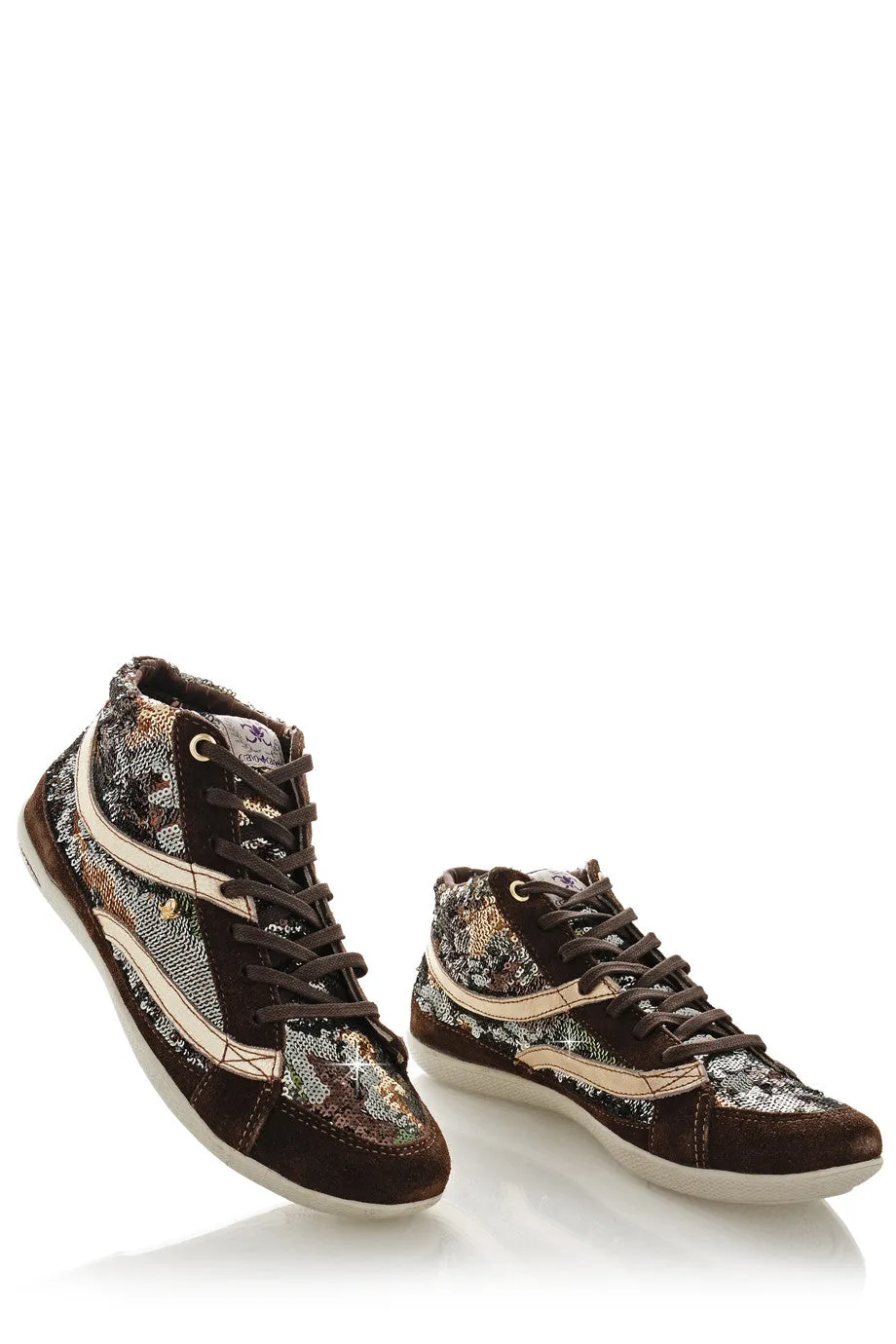 CRAVO & CANELA STARLA Camouflage Sequin Sneakers