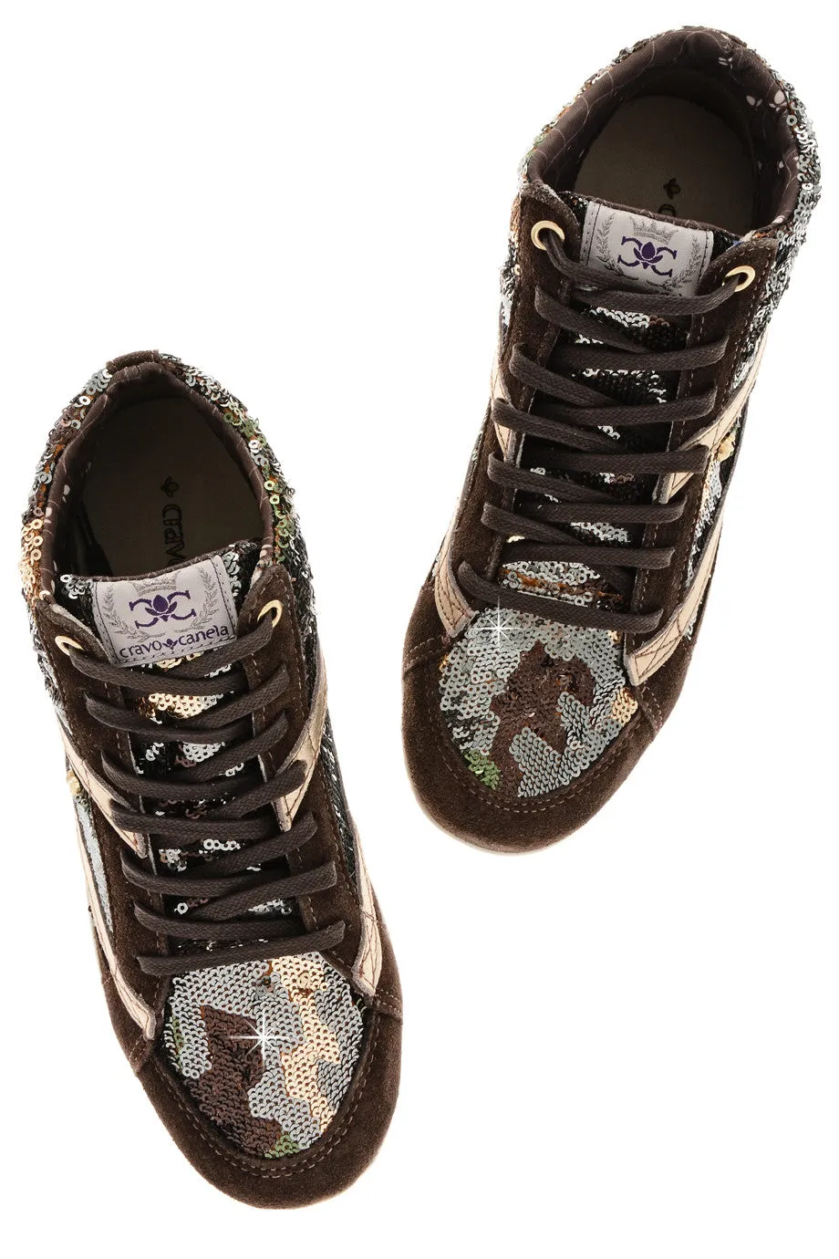 CRAVO & CANELA STARLA Camouflage Sequin Sneakers