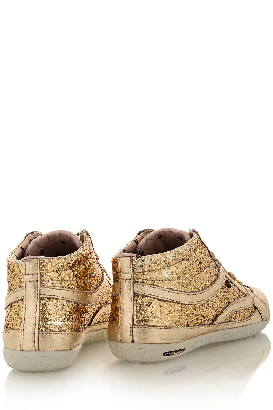 CRAVO & CANELA STARLA Gold Glitter Sneakers