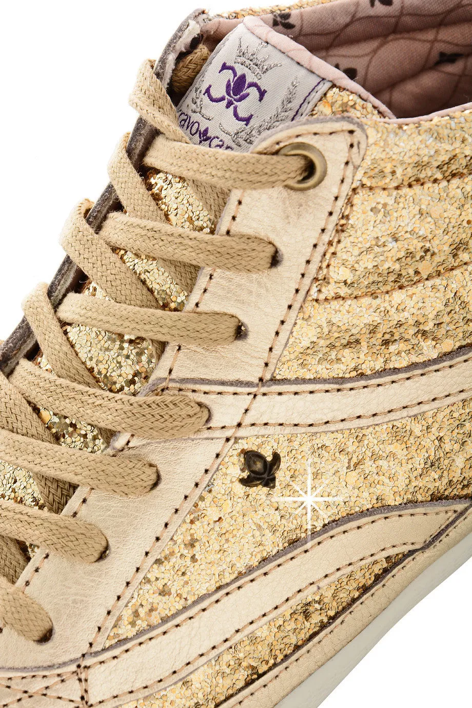 CRAVO & CANELA STARLA Gold Glitter Sneakers