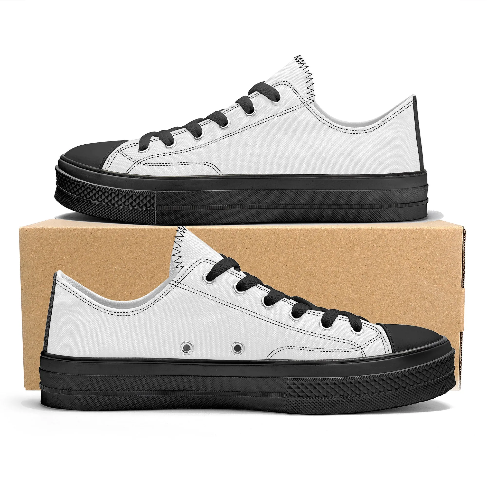 Custom Low Top Canvas Shoes -Black Classic