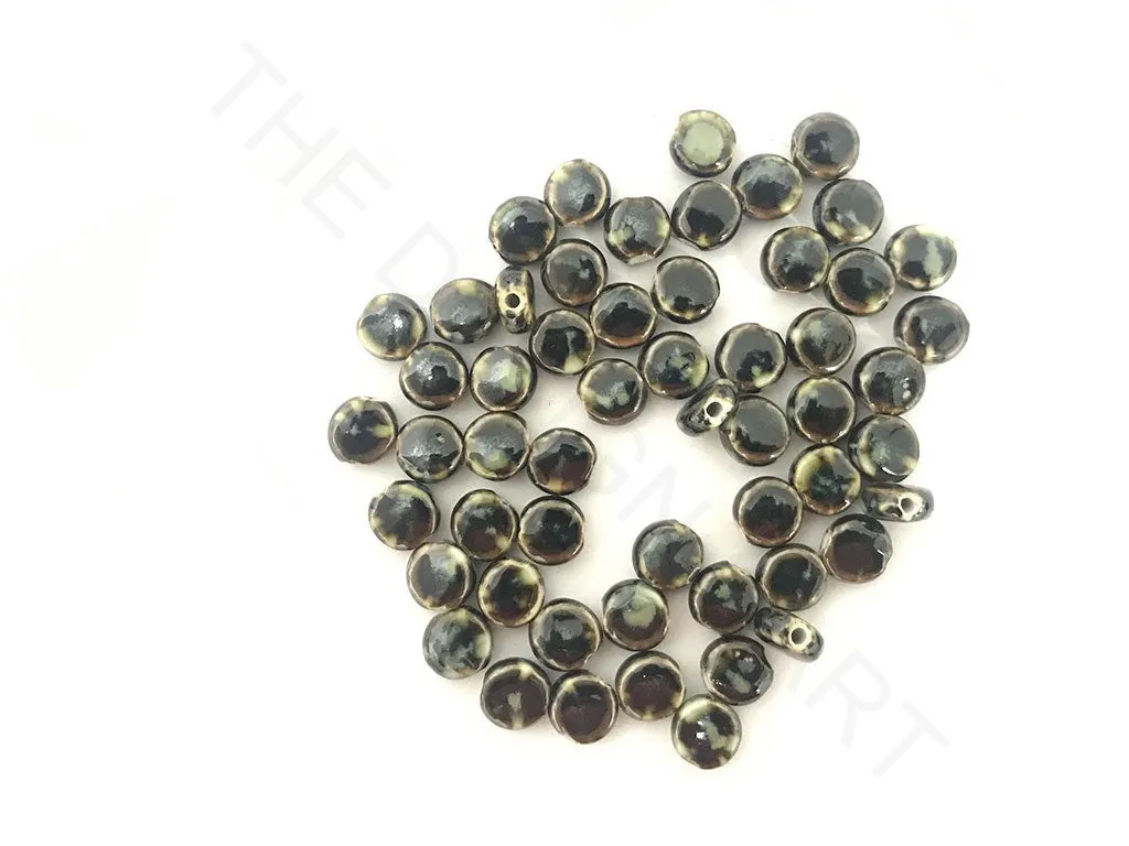 Dark Brown Disc Spherical Ceramic Beads