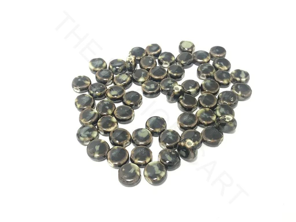 Dark Brown Disc Spherical Ceramic Beads