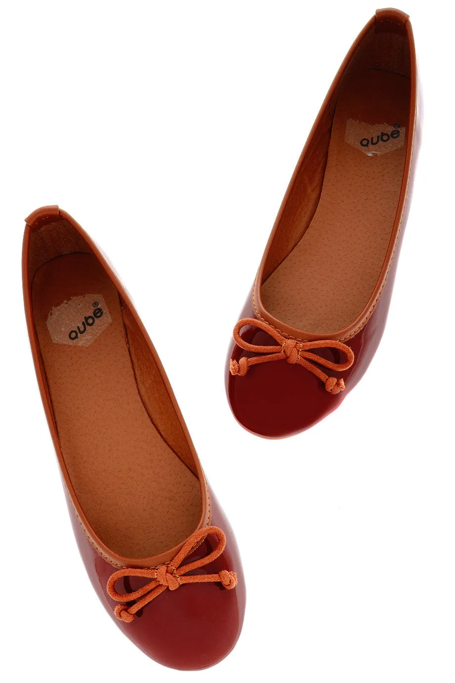 DEUX COULEUR Bordeaux Patent Ballerinas