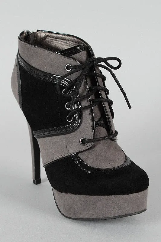 Dollhouse Two Tone Lace Up Platform Bootie