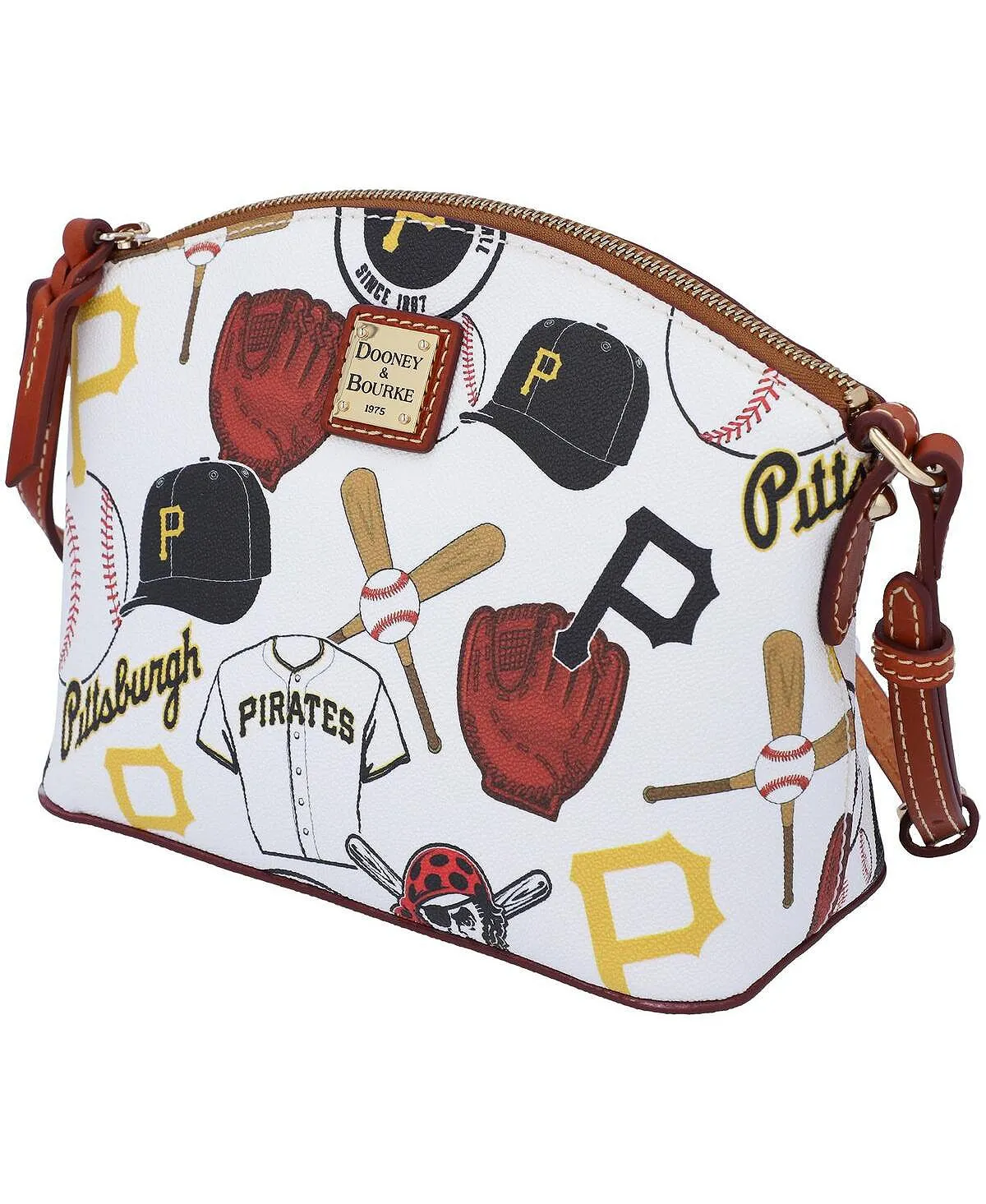 Dooney & Bourke Women's Pittsburgh Pirates Gameday Suki Medium Strap Crossbody Sneakers white