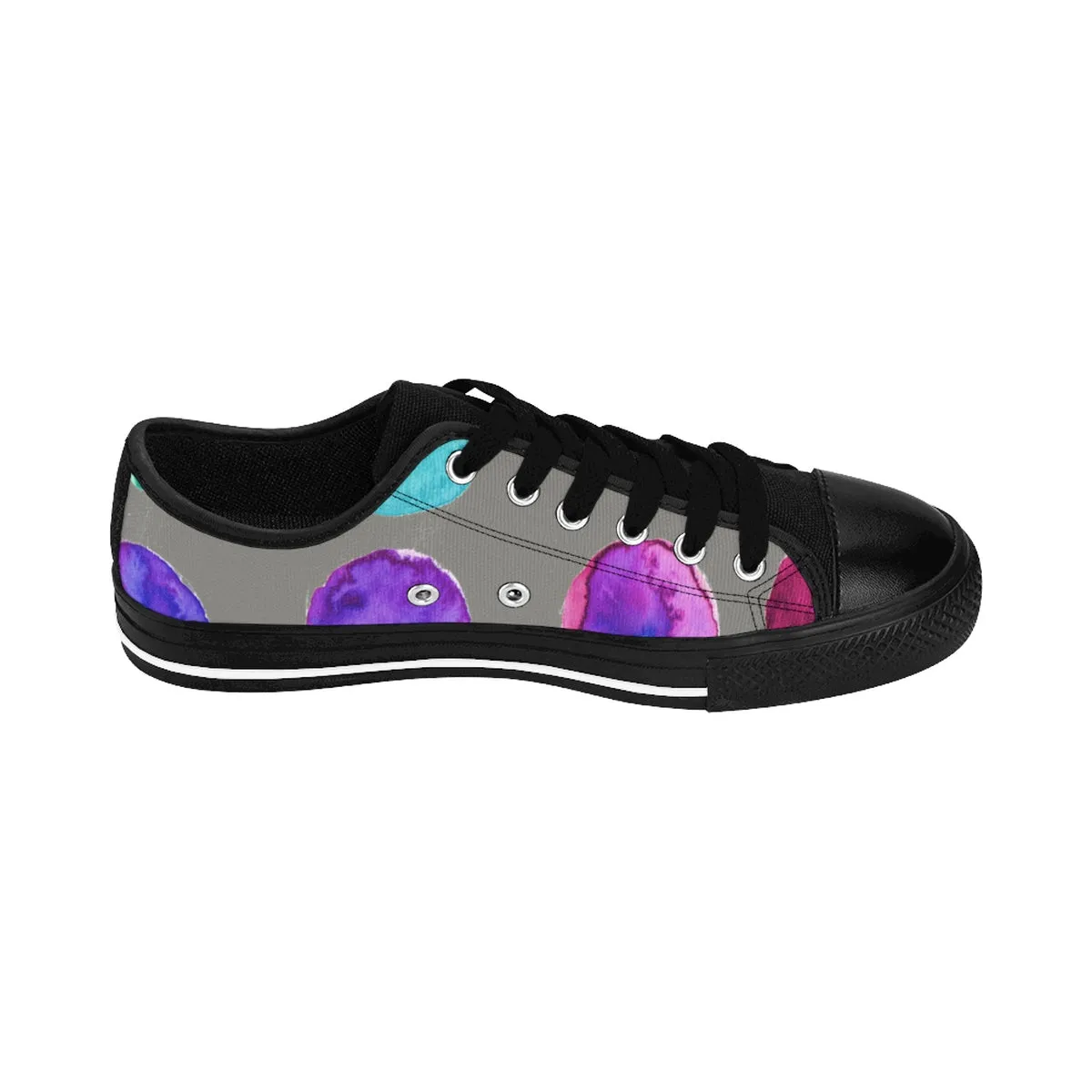 Dotted Women's Running Shoes, Colorful Abstract Polka Dots Print Low Top Sneakers Shoes