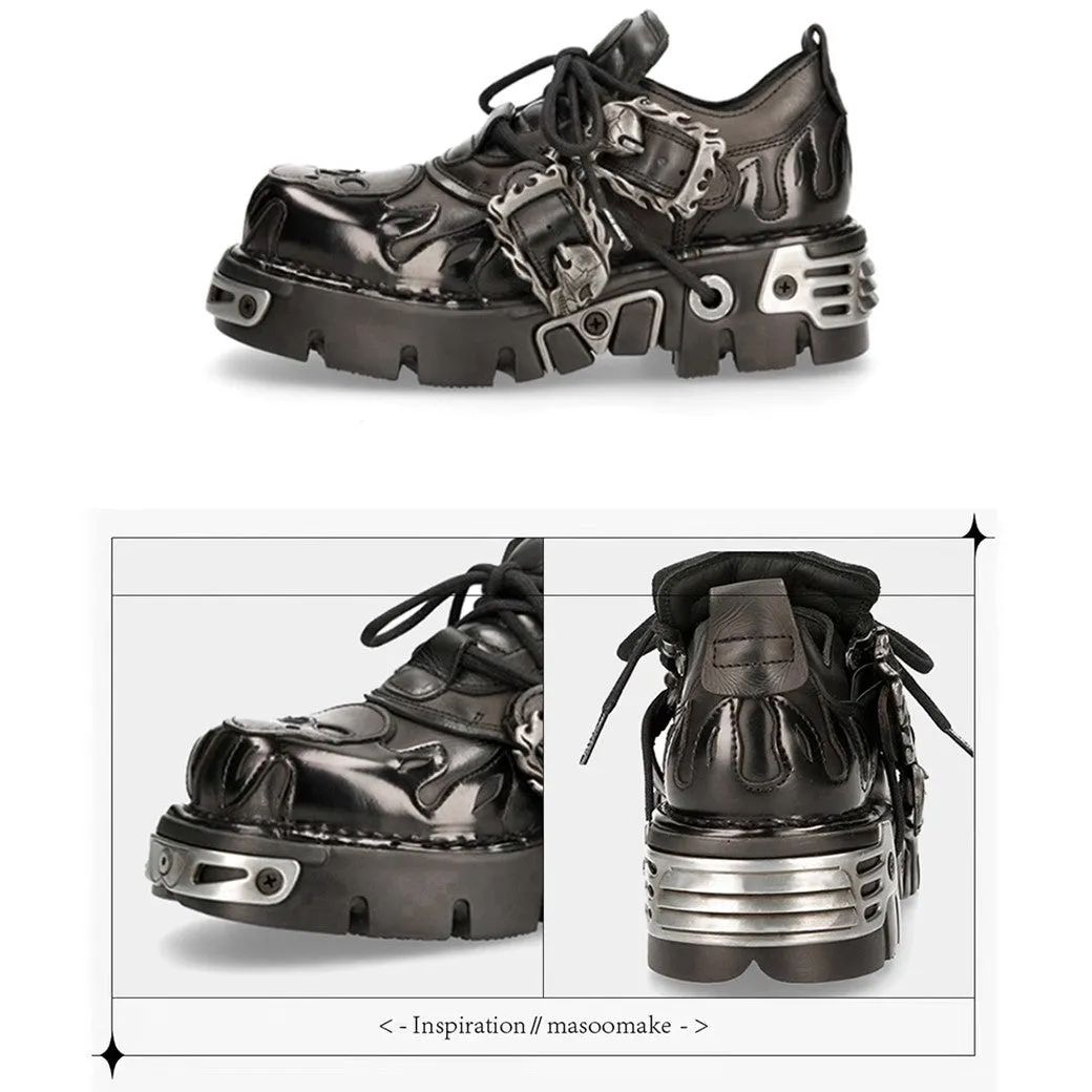 Double belt western heavy design thick sole silhouette sneakers  HL3080