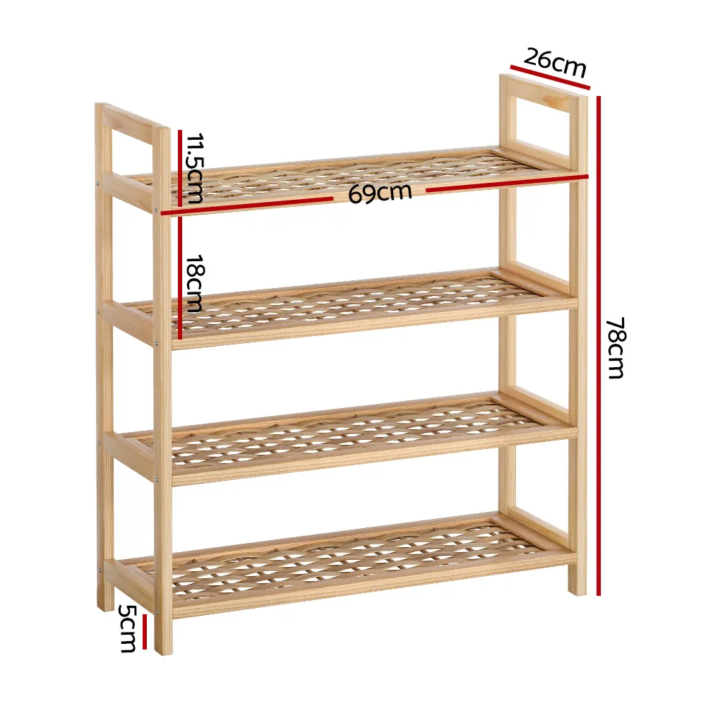 Durable 4-Tier Shoe Rack with Weaved Shelves - Artiss