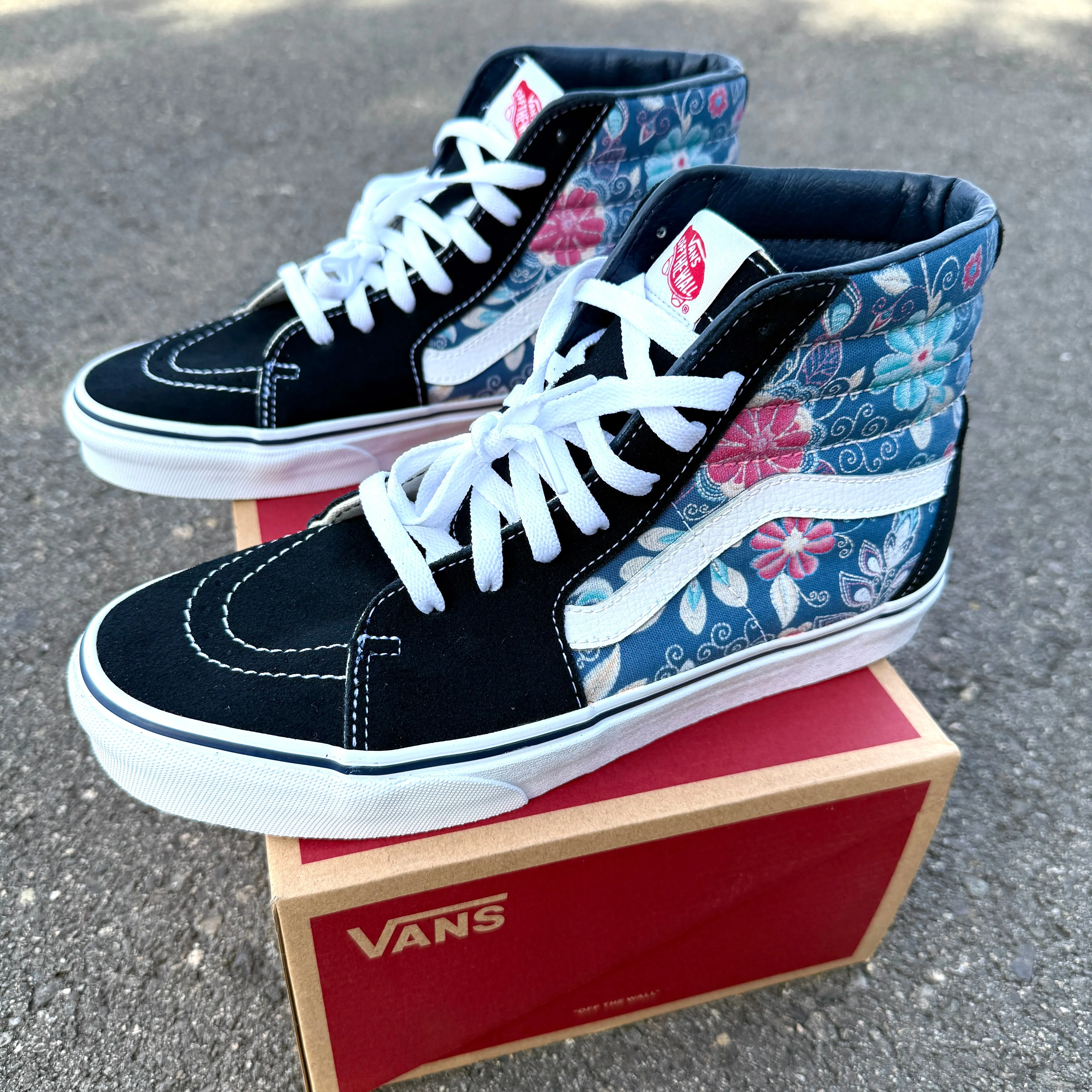 Embroidery Inspired Navy Vans Sk8 Hi Top Shoes - Custom Vans Shoes for Women and Men (Copy)