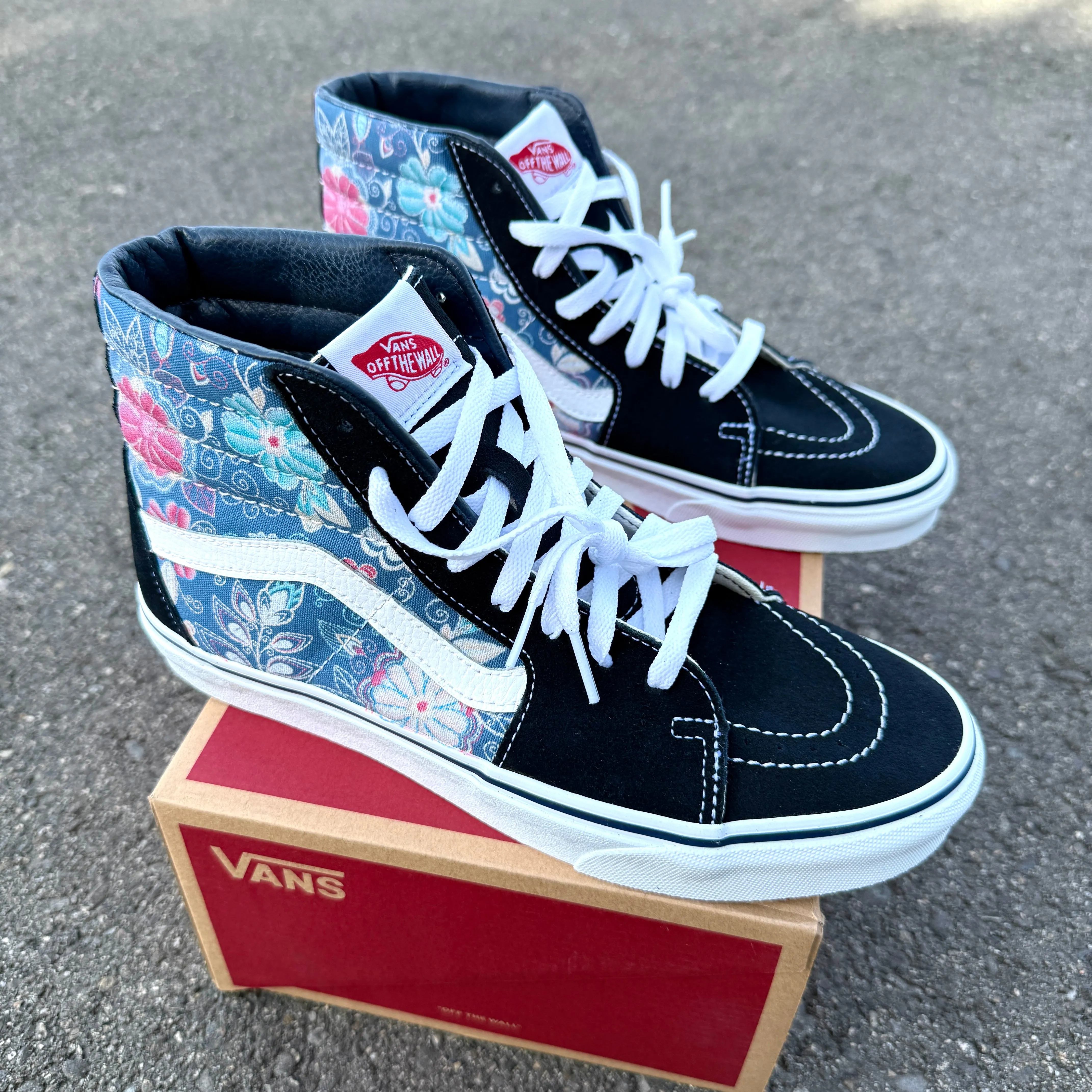 Embroidery Inspired Navy Vans Sk8 Hi Top Shoes - Custom Vans Shoes for Women and Men (Copy)