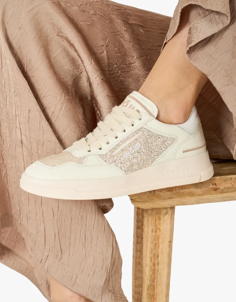 GHŌUD Tweener Low Sneakers in Glitter Ivory Platinum