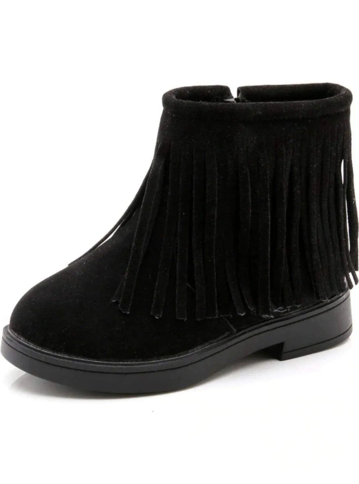 Girls Bohemian Suede Fringe Ankle Boots By Liv and Mia