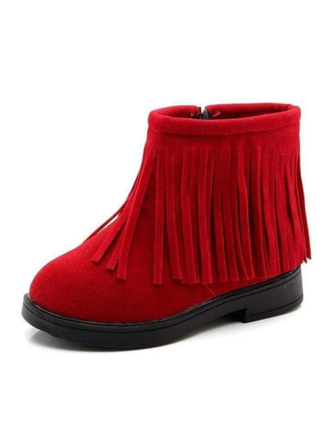 Girls Bohemian Suede Fringe Ankle Boots By Liv and Mia